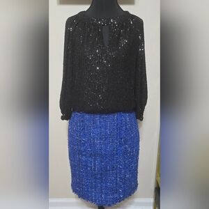 INC Blue Tweed Skirt